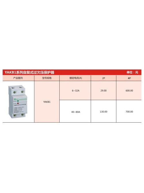 YAKB1系列自復(fù)式過欠壓保護(hù)器
