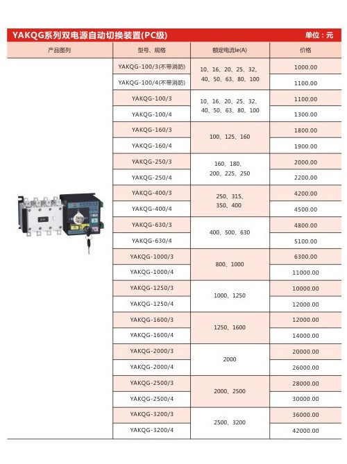 YAKQG系列雙電源自動(dòng)切換裝置（PC級(jí)）